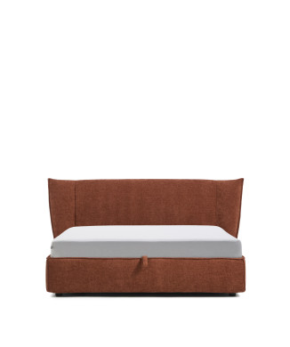 Arvian abnehmbares Bett aus terrakottafarbenem Chenille mit zu öffnendem Behälter für eine 160 x 200 cm Matratze