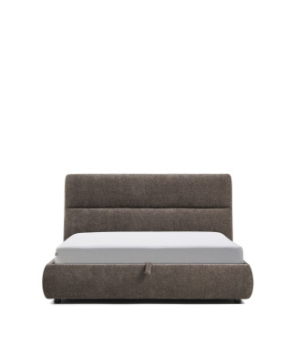 Dafra abnehmbares Bett aus dunkelbraunem Chenille mit zu öffnendem Behälter für eine 160 x 200 cm Matratze