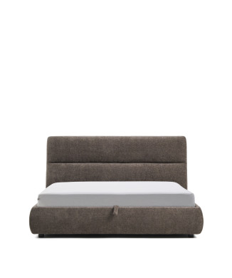 Dafra-Bett mit abnehmbarem Bezug aus dunkelbraunem Chenille und aufklappbarem Staufach für eine 180 x 200 cm Matratze