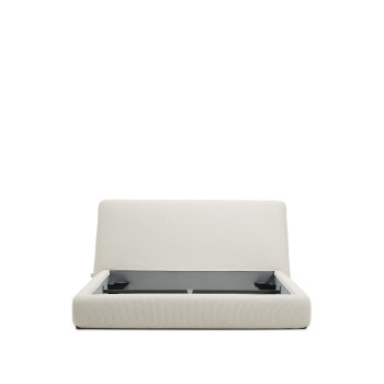 Martina abnehmbares Bett aus ecrufarbenem Chenille für Matratzen der Größe 160 x 200 cm