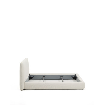 Martina abnehmbares Bett aus ecrufarbenem Chenille für Matratzen der Größe 160 x 200 cm