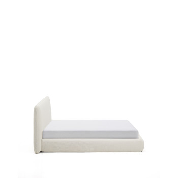 Martina abnehmbares Bett aus ecrufarbenem Chenille für Matratzen der Größe 180 x 200 cm