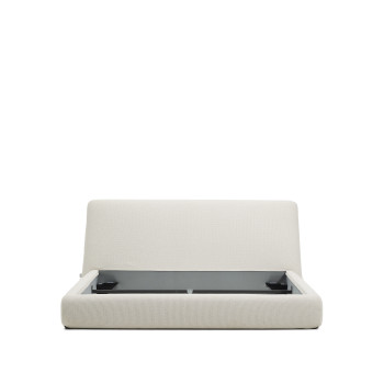 Martina abnehmbares Bett aus ecrufarbenem Chenille für Matratzen der Größe 180 x 200 cm