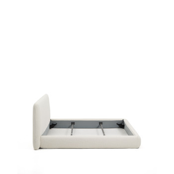 Martina abnehmbares Bett aus ecrufarbenem Chenille für Matratzen der Größe 180 x 200 cm