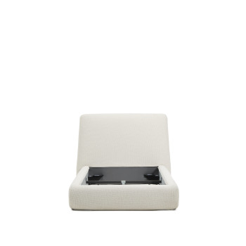 Martina abnehmbares Bett aus ecrufarbenem Chenille für Matratzen der Größe 90 x 200 cm