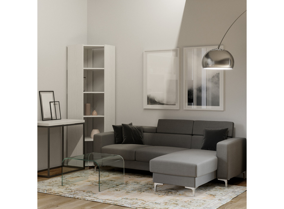 Kato Eckbücherregal - Kato Eckkomposition mit 6 Regalen, 2 Seiten + 2 Rückwänden, Esche weiß