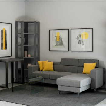 Kato Eckbücherregal - Kato Eckkomposition B 6R 4 lange Paneele + 2 Rückwände Esche weiß