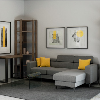 Kato Eckbücherregal - Kato Eckkomposition B 6R 4 lange Paneele + 2 Rückwände Esche weiß