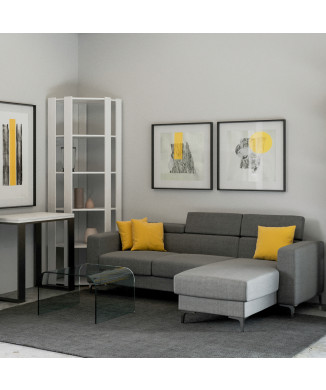 Kato Eckbücherregal - Kato Eckkomposition B 6R 4 lange Paneele + 2 Rückwände Esche weiß