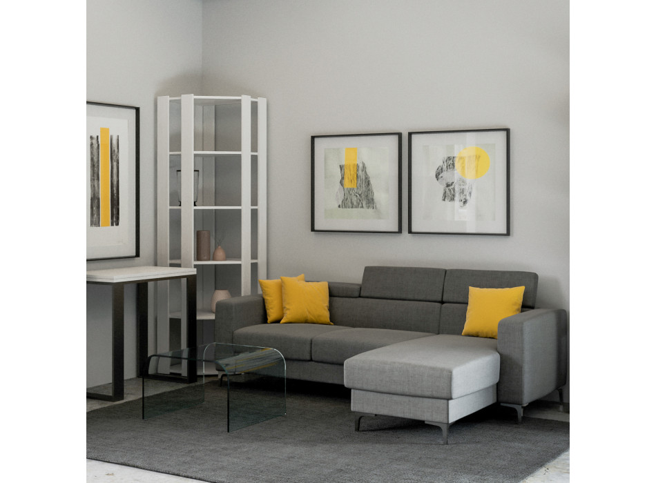 Kato Eckbücherregal - Kato Eckkomposition B 6R 4 lange Paneele + 2 Rückwände Esche weiß