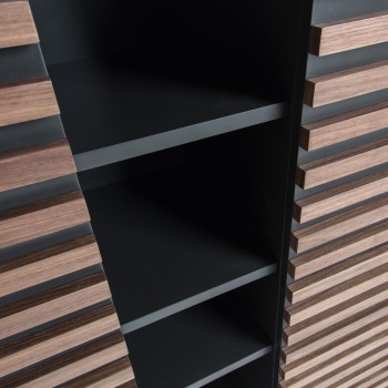 Kesia Bücherregal 105 x 155 cm, Walnuss, MDF in mattem Graphit