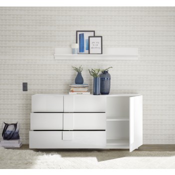 JUPITER Sideboard mit 1 Tür und 3 Schubladen, 182 x 44 x 90 cm