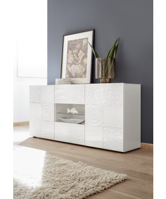 MIRO Sideboard mit 2 Türen und 2 Schubladen, 181 x 84 x 43 cm, weiß