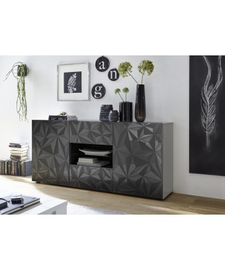 PRISMA Sideboard mit 2 Türen und 2 Schubladen, Farbe Schwarz