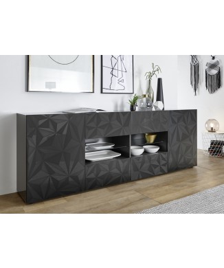 PRISMA Sideboard mit 2 Türen und 4 Schubladen, Farbe Schwarz