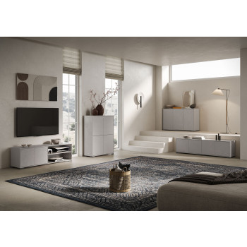 Sideboard / TV-Ständer / Hohes Sideboard Lumina Gloss White - Hohes Sideboard 4 Türen 90x35x120 cm Lumina Gloss White