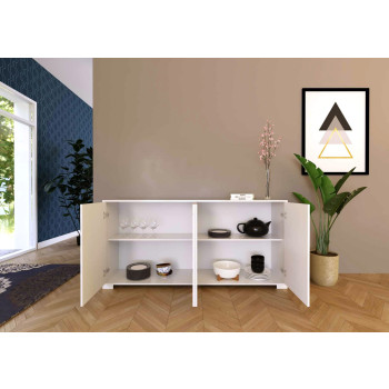Lumina Hochglanz Weiß Sideboard/TV-Ständer/Hohes Sideboard - 4-türiges Sideboard 172x40x83 cm Lumina Hochglanz Weiß