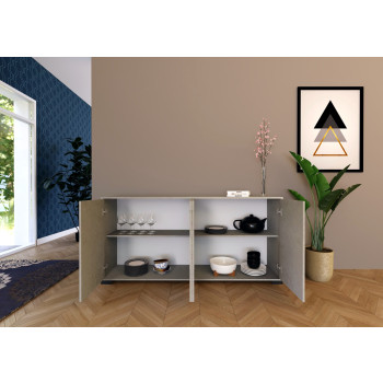 Lumina Hochglanz Weiß Sideboard/TV-Ständer/Hohes Sideboard - 4-türiges Sideboard 172x40x83 cm Lumina Hochglanz Weiß