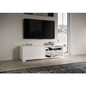 Lumina Gloss White Sideboard/TV-Ständer/Hohes Sideboard - 2-türiger TV-Ständer mit offenem Fach 150x40x40 cm Lumina Gloss White