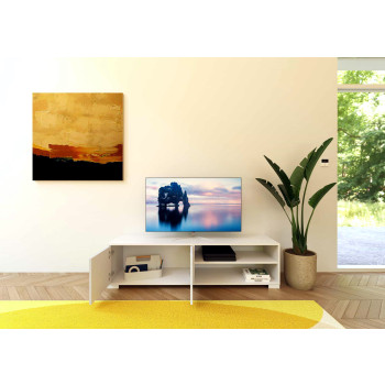 Lumina Gloss White Sideboard/TV-Ständer/Hohes Sideboard - 2-türiger TV-Ständer mit offenem Fach 150x40x40 cm Lumina Gloss White