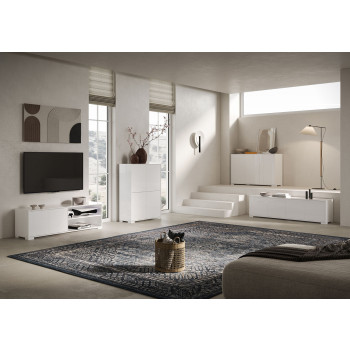 Lumina Gloss White Sideboard/TV-Ständer/Hohes Sideboard - 2-türiger TV-Ständer mit offenem Fach 150x40x40 cm Lumina Gloss White