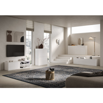 Lumina Gloss White Sideboard/TV-Ständer/Hohes Sideboard - 2-türiger TV-Ständer mit offenem Fach 150x40x40 cm Lumina Gloss White