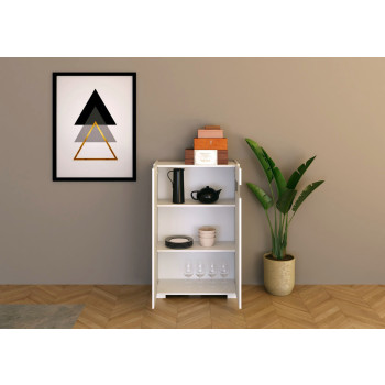 Sideboard / TV-Ständer / Hohes Sideboard Riflesso Weiß Hochglanz - Hohes Sideboard 2 Türen 70x35x110 cm Riflesso Weiß Hochglanz