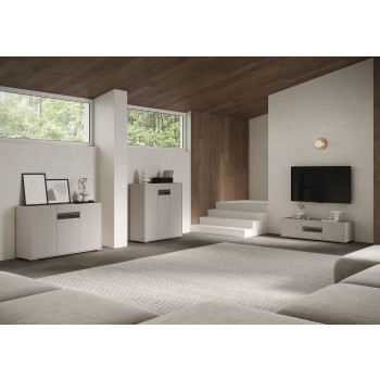 Sideboard / TV-Ständer / Hohes Sideboard Riflesso Weiß Hochglanz - Hohes Sideboard 2 Türen 70x35x110 cm Riflesso Weiß Hochglanz