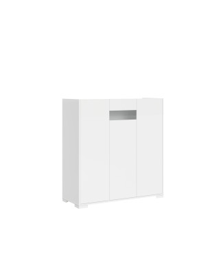 Sideboard / TV-Ständer / Hohes Sideboard Riflesso Weiß Hochglanz - Hohes Sideboard 3 Türen 103x35x110 cm Riflesso Weiß Hochglanz