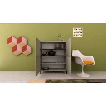 Solaria Hochglanzweiß Sideboard/TV-Ständer/Hohes Sideboard - Solaria Hochglanzweiß 4-türiges hohes Sideboard 90x35x110 cm