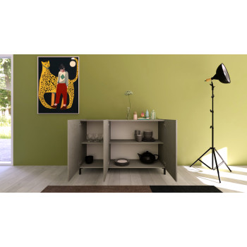 Solaria Hochglanz-Weiß Sideboard/TV-Ständer/Hoch-Sideboard - 3-türiges Sideboard 130x40x84 cm Solaria Hochglanz-Weiß