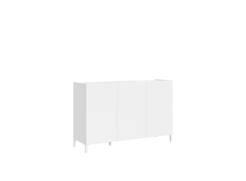 Solaria Hochglanz-Weiß Sideboard/TV-Ständer/Hoch-Sideboard - 3-türiges Sideboard 130x40x84 cm Solaria Hochglanz-Weiß