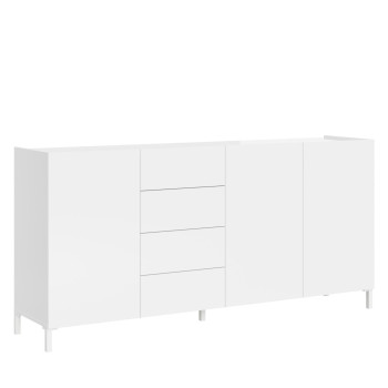 Solaria Hochglanz-Weiß Sideboard/TV-Ständer/Hohes Sideboard - 3-türiges/4-Schubladen-Sideboard 174x40x84 cm Solaria Hochglanz-Weiß