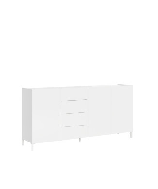 Solaria Hochglanz-Weiß Sideboard/TV-Ständer/Hohes Sideboard - 3-türiges/4-Schubladen-Sideboard 174x40x84 cm Solaria Hochglanz-Weiß