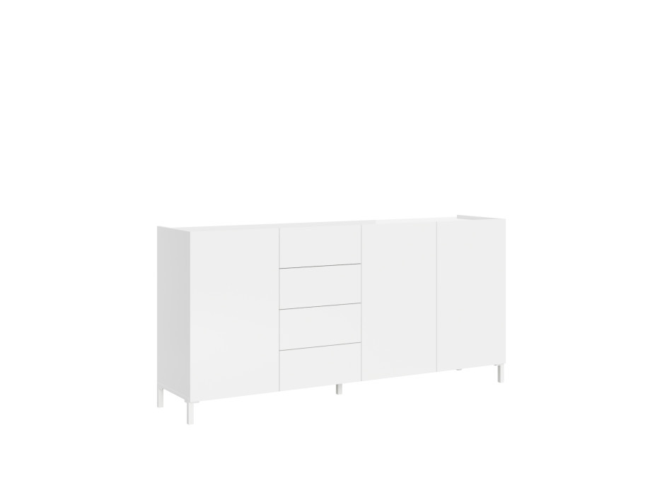 Solaria Hochglanz-Weiß Sideboard/TV-Ständer/Hohes Sideboard - 3-türiges/4-Schubladen-Sideboard 174x40x84 cm Solaria Hochglanz-Weiß