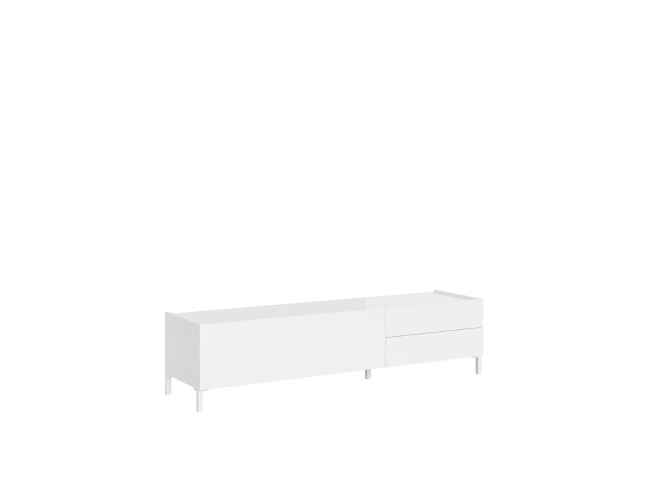 Solaria Hochglanz-Weiß Sideboard/TV-Ständer/Hohes Sideboard - 1-Tür/2-Schubladen TV-Ständer 160x42x40 cm Solaria Hochglanz-Weiß
