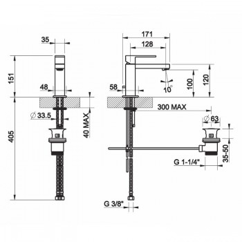 Einhebel-Waschtischmischer mit Ablaufgarnitur 20001 GESSI