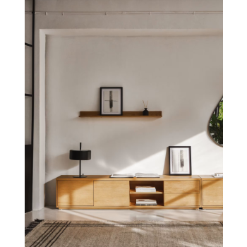 Abilen TV-Schrank 2 Türen 2 Schubladen weißes Furnier 200 x 44 cm FSC 100%