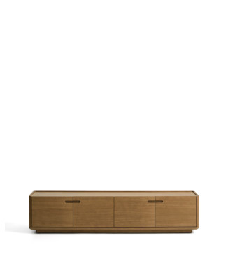Arelida TV-Ständer aus Eichenfurnier und Massivholz mit hellbrauner Oberfläche, 200 x 44 cm, FSC Mix-zertifiziert