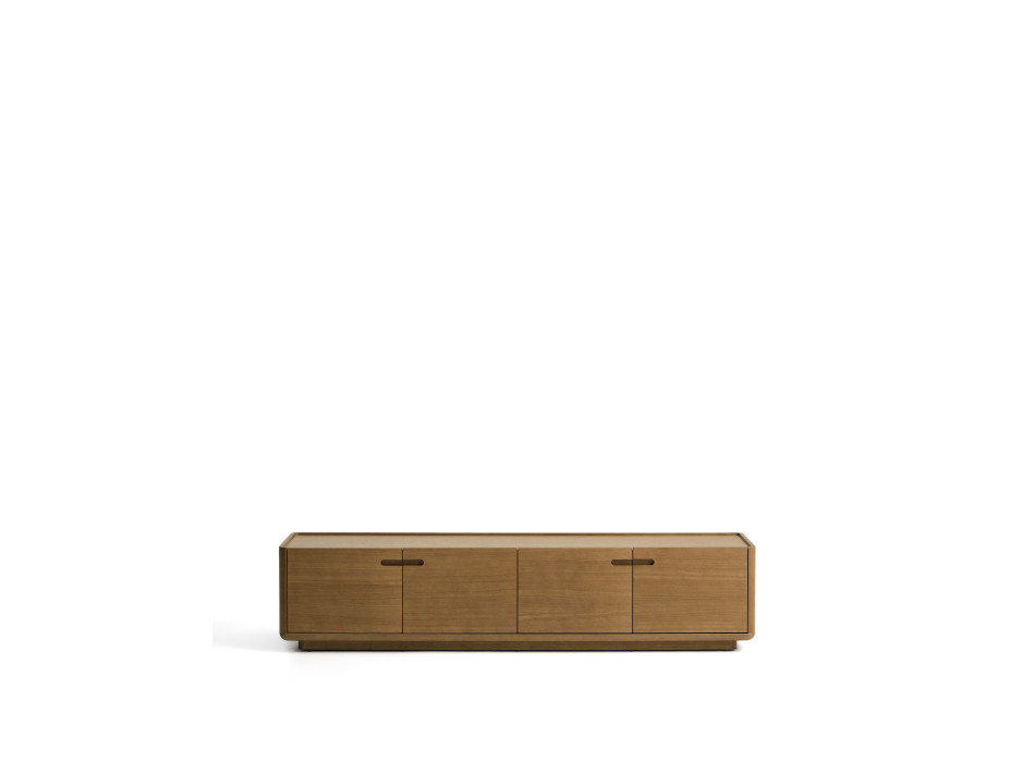 Arelida TV-Ständer aus Eichenfurnier und Massivholz mit hellbrauner Oberfläche, 200 x 44 cm, FSC Mix-zertifiziert