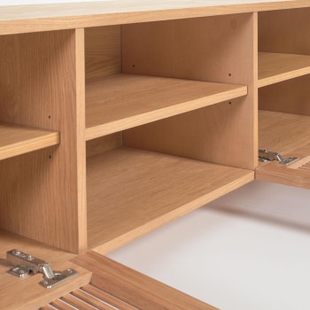 Beyla 2-türiger TV-Schrank aus Massivholz und Eichenfurnier 180 x 49,5 cm FSC100%