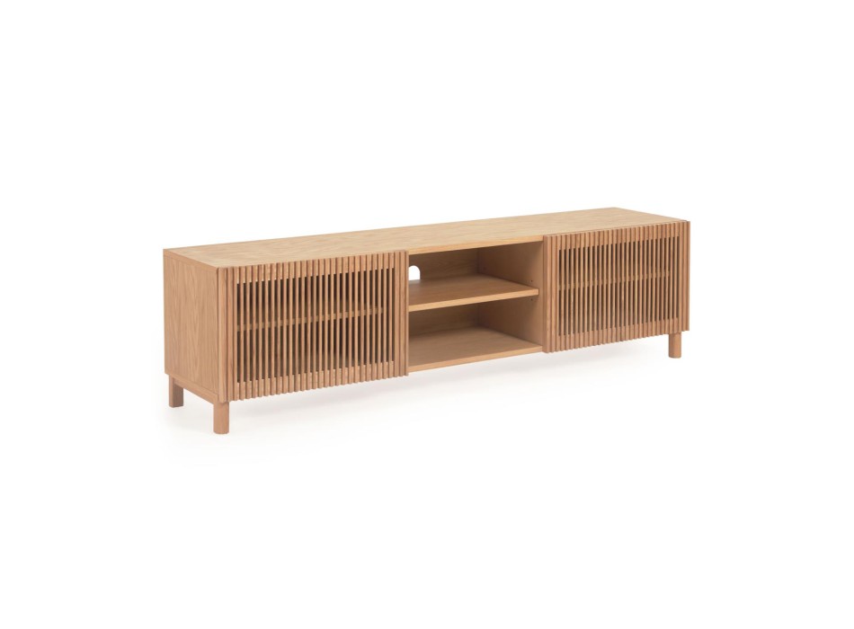 Beyla 2-türiger TV-Schrank aus Massivholz und Eichenfurnier 180 x 49,5 cm FSC100%