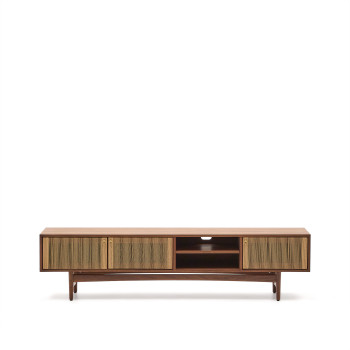 Elan 3-türiger TV-Schrank, Walnussfurnier und Massivholz, 200x50cm, FSC Mix Credit