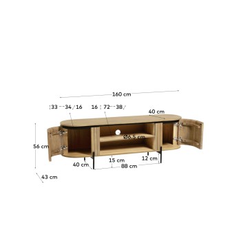 Licia 2-türiger TV-Schrank aus 6 cm massivem Mangoholz