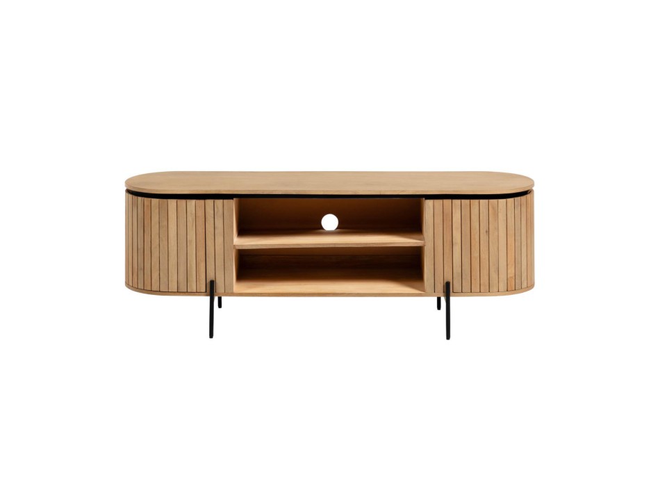 Licia 2-türiger TV-Schrank aus 6 cm massivem Mangoholz