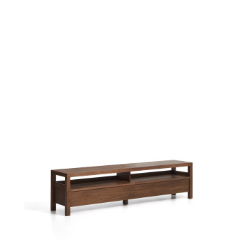 Norani TV-Ständer aus Massivholz und Akazienfurnier, 200 x 50 cm