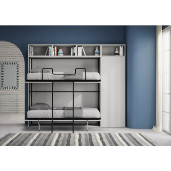 Mod. Kando Doppelbett Esche weiß mit Möbeln - Kando Doppel-Schrankbett comp.I Esche weiß