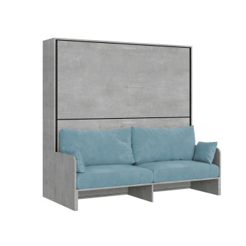 Mod. Kando Double mit Sofa - Kando Klappbett für Doppelbett mit Sofa in Esche weiß, hellblau
