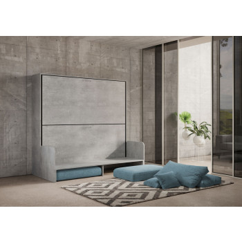 Mod. Kando Double mit Sofa - Kando Klappbett für Doppelbett mit Sofa in Esche weiß, hellblau