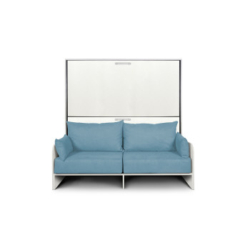 Mod. Kando Double mit Sofa - Kando Klappbett für Doppelbett mit Sofa in Esche weiß, hellblau
